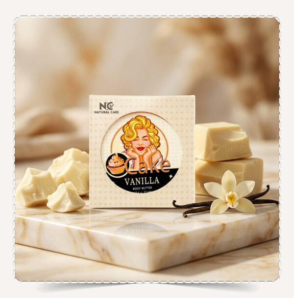 بوة زبدة الجسم فانيلا Vanilla Natural Body Butter مع قطع الشوكولاتة البيضاء وزهرة الفانيلا.