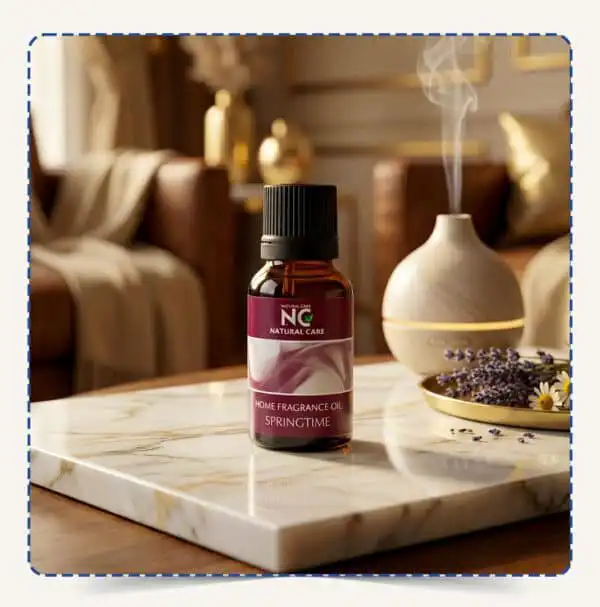 (مزدوج اللغة): زيت فواحة سبرينغ تايم (Springtime Diffuser Oil) | زيت مركز برائحة الزهور والربيع بجوار مبخرة سيراميك ومشروب دافئ – أجواء منزلية مريحة