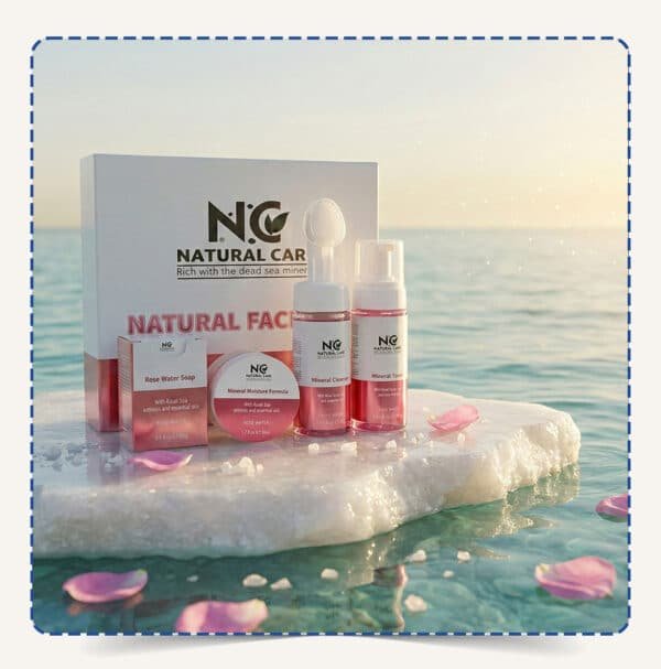 طقم العناية بالبشرة - NC FACE CARE من Natural Care Oman | ناتشورال كير عمان على لوح ملح البحر الميت مع ماء البحر وبتلات ورد