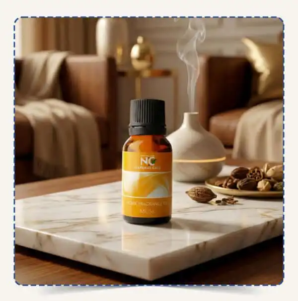 (مزدوج اللغة): زيت فواحة المسك (Musk Diffuser Oil) | زيت عطري مركز برائحة المسك الفاخرة بجوار مبخرة وديكور كلاسيكي – ناتشورال كير عمان