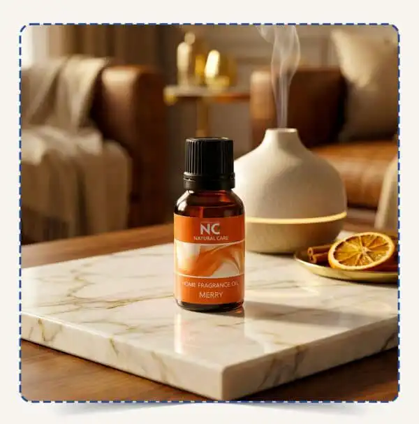زيت فواحة ميري (Merry Diffuser Oil) | زيت عطري مركز برائحة التوت والفواكه مع مبخرة وديكور احتفالي – ناتشورال كير عمان